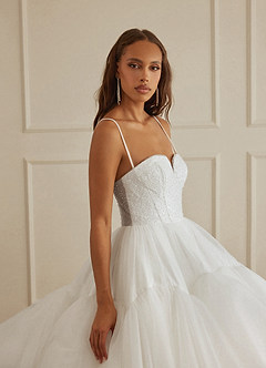 Christian Siriano Bridal for Azazie 2007 Robes de mariée Robe Princesse en Tulle Paillettes Blanc Diamant Cacao image5