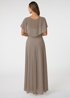 Azazie Jamie Bridesmaid Dresses Taupe A-Line Chiffon Dress image2