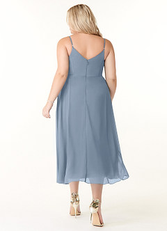 Azazie Clarissa Bridesmaid Dresses Dusty Blue A-Line V-Neck Chiffon Dress image8