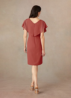 Azazie Julia Mother of the Bride Dresses Terracotta Sheath V-Neck Pleated Chiffon Dress image4