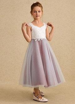 Azazie Momo vestidos de niña de las flores Vestido de Marfil Óxido de Encaje de Corte En A image5