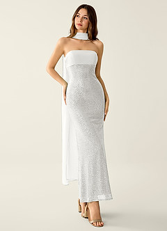 Celestina White Sequins Corset Mermaid Prom Dress image3