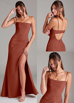 Azazie Leonis Bridesmaid Dresses Auburn Sheath Strapless Chiffon Convertible Dress image9