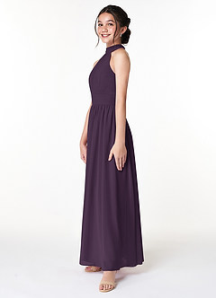 Azazie Iman Junior Plum A-Line Pleated Chiffon Dress image5