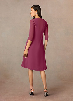 Azazie Olivia Mother of the Bride Dresses Mulberry A-Line Square Neckline Pleated Chiffon Dress image2