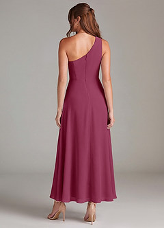 Azazie Brooke Brautjungfernkleider A-Linie One-Shoulder Chiffon Kleid Maulbeerrot image5