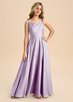 Azazie Popsy Junior Linia A Ukłon Satyna elastyczna Długość podłogi Młodsza druhna Sukienka image8