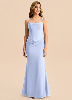 Azazie Sorrel Junior Meerjungfrau-Linie Plissee Chiffon Kleid Eis image6