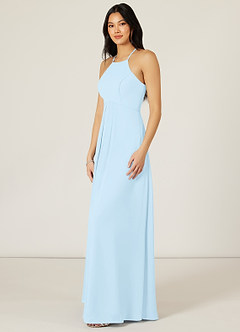 Azazie Sarah Bridesmaid Dresses Sky Blue Empire Pleated Chiffon Dress image4