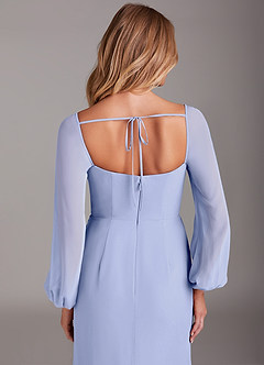 Azazie Charissa Brautjungfernkleider Etui Langarm Chiffon Kleid Lavendel image2
