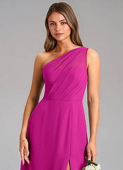 Azazie Phaedra Bridesmaid Dresses Fuchsia A-Line One Shoulder Chiffon Dress image8