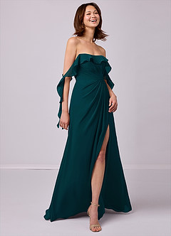 Barbie ♥ Azazie Bridesmaid Dresses A-Line Off the Shoulder Chiffon Floor-Length Dress image5