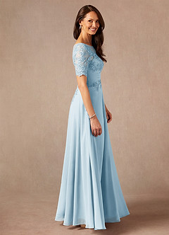Azazie Raissa Kleider für die Brautmutter A-Linie Spitze Chiffon Kleid Himmelblau image4