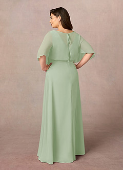 Azazie Oksana Abiti per la Madre della Sposa Abito A-Line in Chiffon con Scollo a V a Pieghe Verde Salvia image9