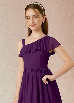Azazie Mango Junior Grape A-Line Ruched Chiffon Dress image4