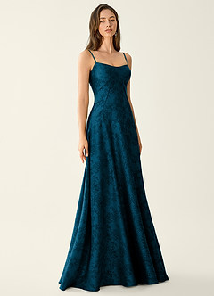 Sagepren Navy Black Jacquard Corset Prom Dress image1