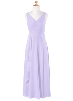 Azazie Kori Junior Lilac A-Line Ruched Chiffon Dress image4