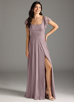 Azazie Bondi Bridesmaid Dresses Dusk A-Line Ruched Mesh Dress image2