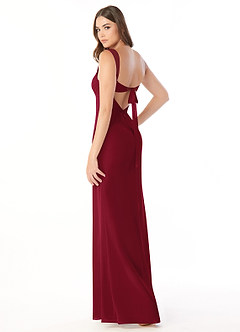 Azazie Audre Brautjungfernkleider Meerjungfrau-Linie Plissee Chiffon Kleid Burgunderrot image4