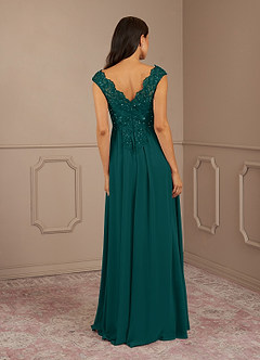Azazie Amethyst Mother of the Bride Dresses Peacock A-Line V-Neck Sequins Chiffon Dress image6
