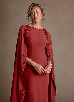 Azazie Artemisia Mother of the Bride Dresses Rust Sheath Lace Chiffon Dress image6