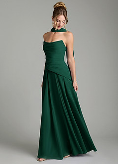 Azazie Gabriela Bridesmaid Dresses Emerald A-Line Corset Chiffon Dress image4