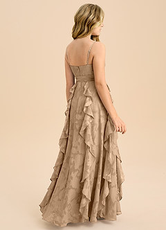 Azazie Peyton Junior Linie A Plisat Floral Burnout Lungime până la podea Domnișoară de onoare junioră Rochie image2