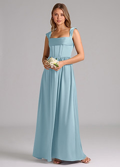 Azazie Hattie Brautjungfernkleider A-Linie Korsett Stretch-Satin Kleid Stimmungsvolles Blau image1
