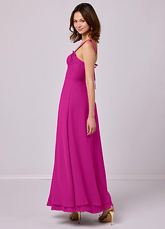 Barbie ♥ Azazie Robes de demoiselle d'honneur Robe Trapèze en Mousseline de soie Plissée Fuchsia image5