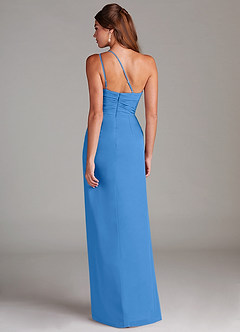 Azazie Eren Bridesmaid Dresses Blue Jay Sheath One Shoulder Chiffon Dress image7
