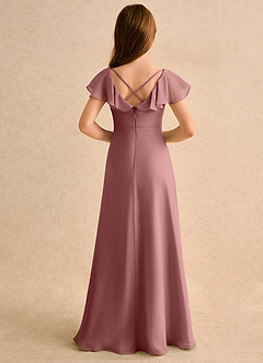 Azazie Nari Girls Formal Sukienki dla dziewczynek sypiących kwiaty Linia A z rękawami Szyfon Długość podłogi Sukienka image2