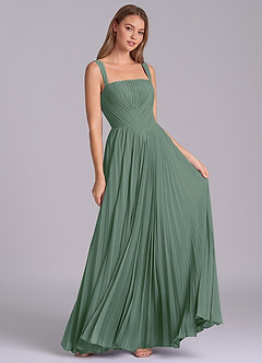 Azazie Mina Jurken voor bruidsmeisjes Jurk van Chiffon met A-Lijn Geplooid Eucalyptus image3
