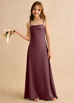 Azazie Mirabella Girls Formal vestidos de niña de las flores Vestido Sangrado de Satén Elástico de Recto con Escote corazón image3