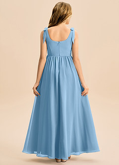 Azazie Delia Junior Abito A-Line in Chiffon Fiocco Blu Acciaio image6