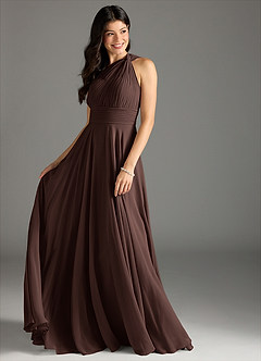 Azazie Charlize Bridesmaid Dresses Ganache A-Line One Shoulder Chiffon Dress image3