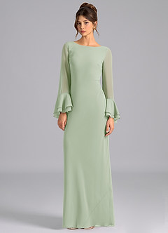 Azazie Leone Bridesmaid Dresses Dusty Sage Mermaid Corset Chiffon Dress image5