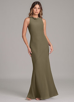 Azazie Allettie Bridesmaid Dresses Willow Green Mermaid Chiffon Dress image6