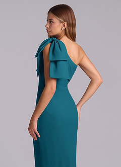 Azazie Yuanna Bridesmaid Dresses Ink Blue Mermaid One Shoulder Chiffon Dress image8