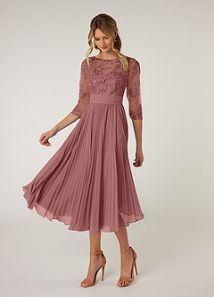 Azazie Tutu Mother of the Bride Dresses Desert Rose A-Line Boatneck Lace Chiffon Dress image3