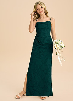 Azazie Mai Junior Etui Plissee Blumen-Burnout Kleid Kiefer image3