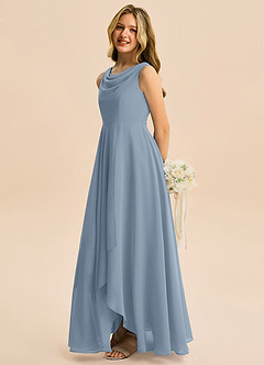 Azazie Mannie Junior Linia A Pofałdowany Szyfon Asymetryczny Młodsza druhna Sukienka image4