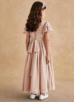 Azazie Ali Flower Girl Dresses English Rose A-Line Pleated Chiffon Dress image2