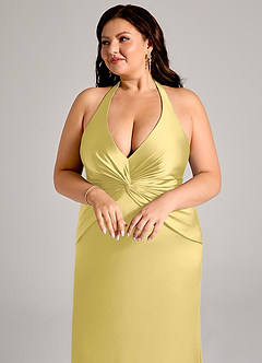 Azazie Valerie Suknie dla druhen Syrena Pofałdowany Satyna elastyczna Do ziemi Sukienka image13