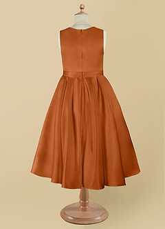 Azazie Coco Flower Girl Dresses Copper A-Line Bow Matte Satin Dress image9