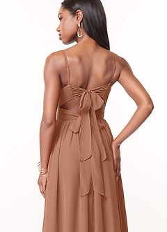 Azazie Zeya Abiti da Damigella Abito A-Line in Chiffon con Scollo a V a Pieghe Bronzo image3