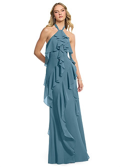 Azazie Velma Bridesmaid Dresses Bermuda A-Line Side Slit Chiffon Dress image3