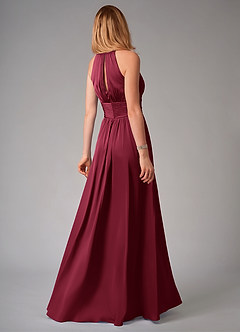 Azazie Bonnie Brautjungfernkleider A-Linie Plissee Stretch-Satin Kleid Burgunderrot image2