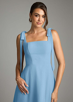 Azazie Debra Bridesmaid Dresses Steel Blue A-Line with Pockets Chiffon Convertible Dress image2