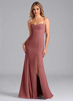 Azazie Wynni Bridesmaid Dresses Amethyst Mermaid Corset Chiffon Dress image1