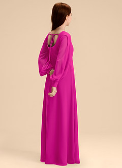 Azazie Bondi Junior Abito A-Line in Chiffon Blusa Fucsia image6